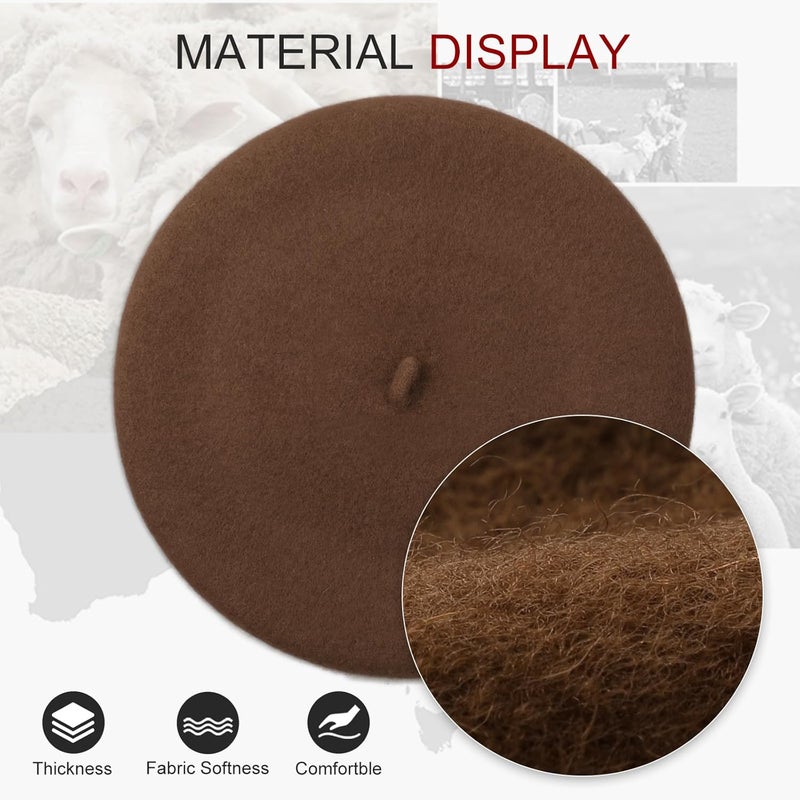 Sumolux Women Beret Hat Wool Vintage French Solid Color Classic Winter Cap - Image 3